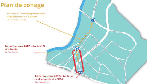 Plan de zonage travaux - Requalification de la RD984