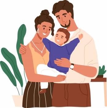 Illustration parents job à plein temps